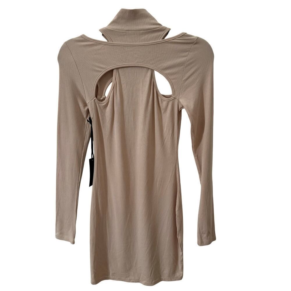 NWT h:ours Revolve Cut Out Ribbed Dress Beige Nude Size S - Picture 8 of 13